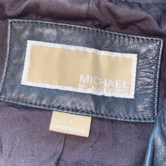 Michael Kors Genuine Leather Gray Moto Jacket • Size Small • Perfect Condition - Picture 3 of 9